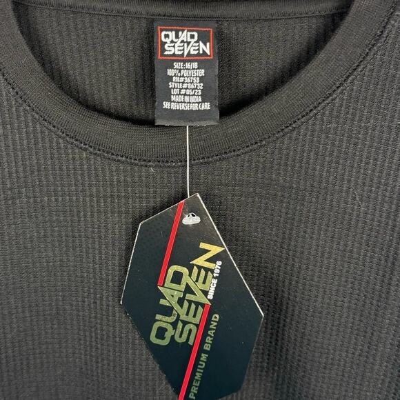 NWT Quad Seven Blue & Black Waffle Crew Neck Long Sleeve Top Set of 2 Sz 16/18 - Picture 9 of 10